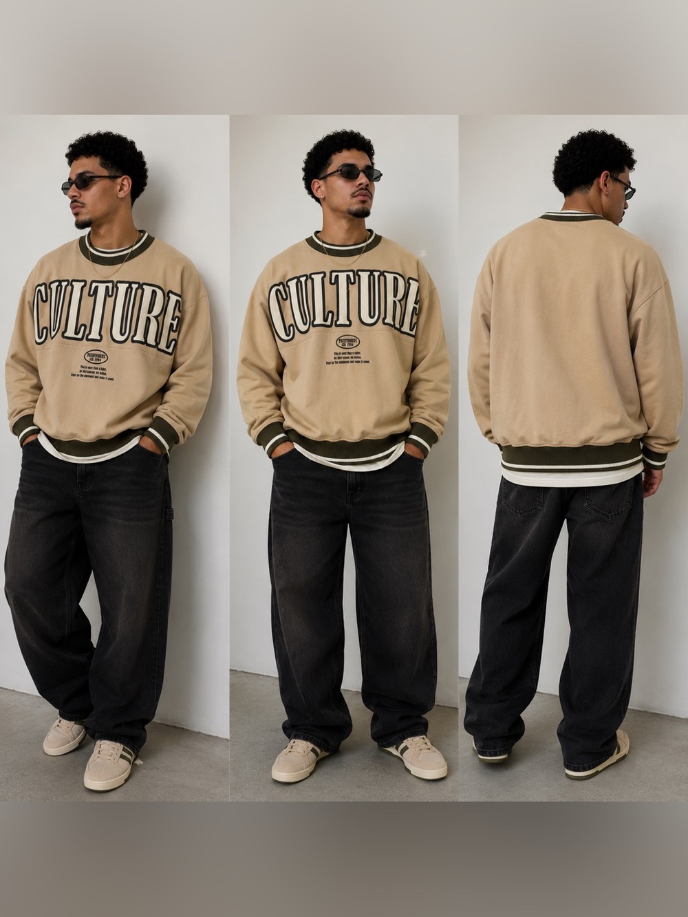 New Public Supply Essential Culture Mens Irish Cream Crew Sweater - S